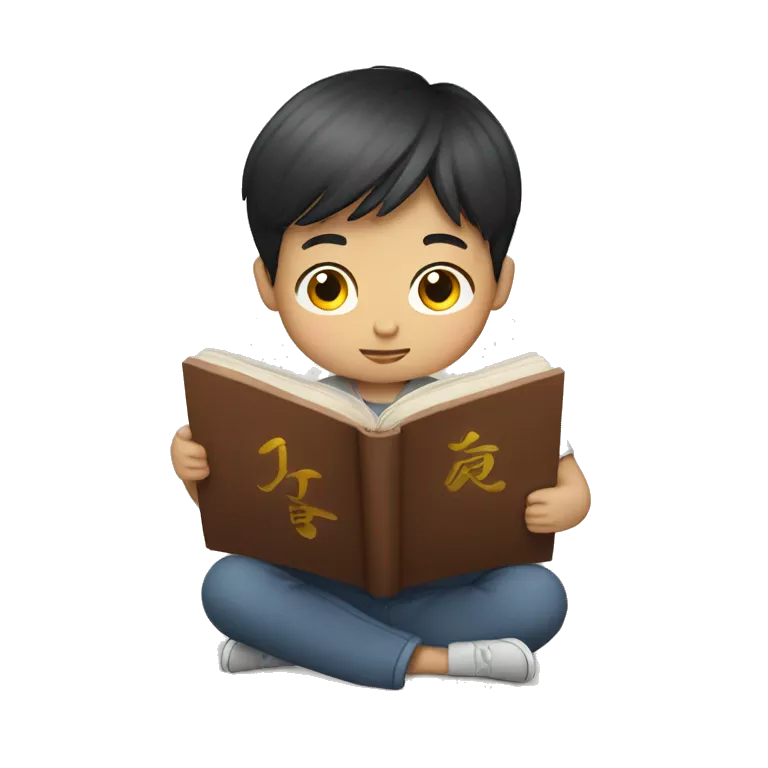 Chinese boy reading book