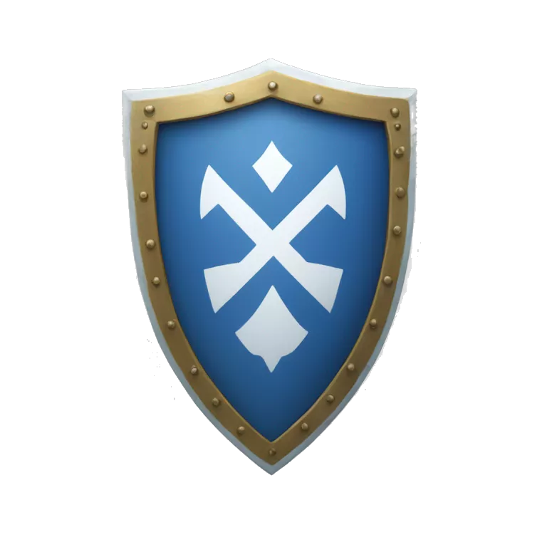 blue and white colored shield