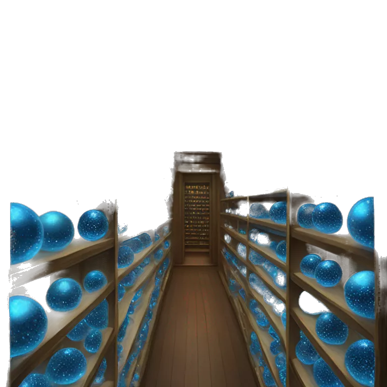 The shelves in the Hall of blue Prophecies are tall and endless, lined with thousands of glass orbs containing prophecies. Each orb glows faintly, housing a record of a prophetic revelation, guarded by magic and accessible only to those directly involved