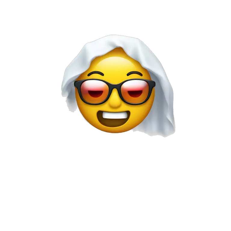 Haz un emoji de fantasma con corona, lentes y sacando la lengua