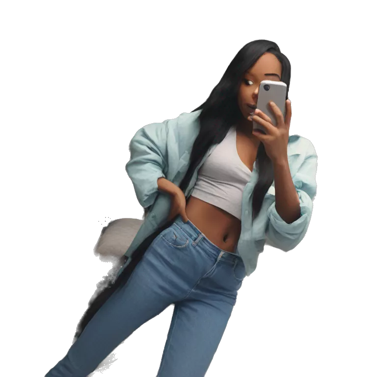 girl taking mirror selfie on bed