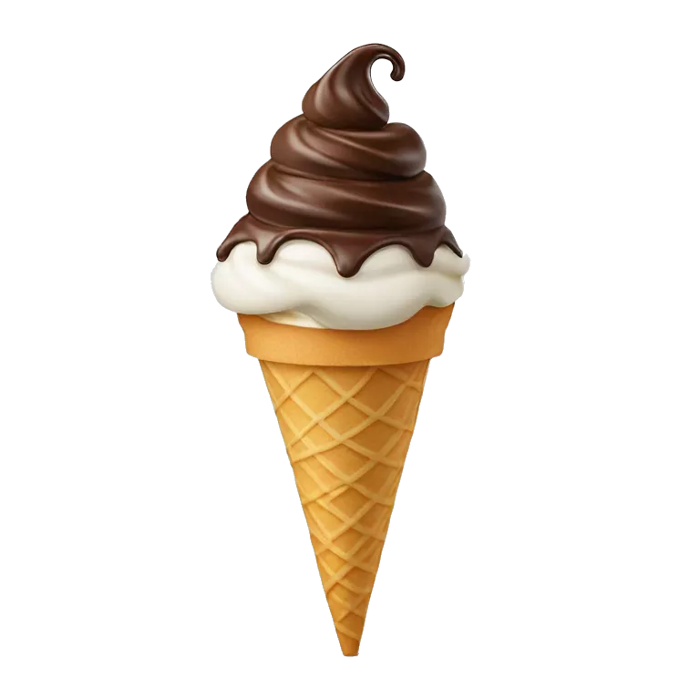 Swirl chocolate and vanilla ice cream in a cake cone