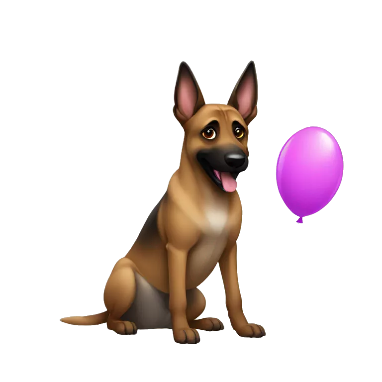 malinois funny with baloon