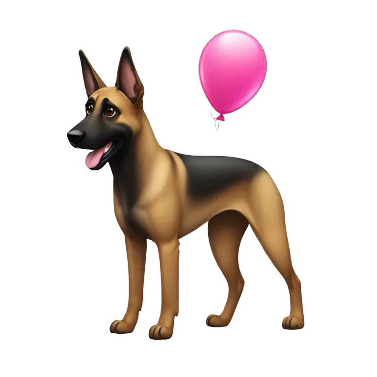 malinois with baloon