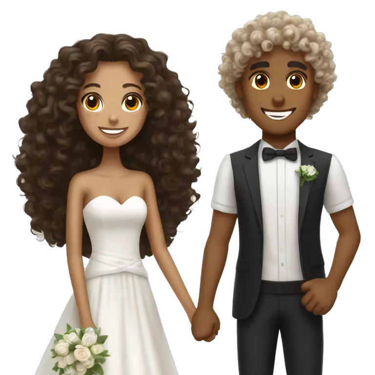 curly haired tan skinned girl marrying lighter tanned skinned black curly haired boy