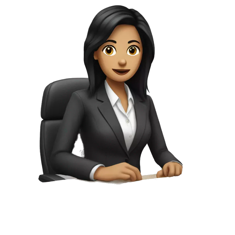 Secretary black hair computer and drinking coffee