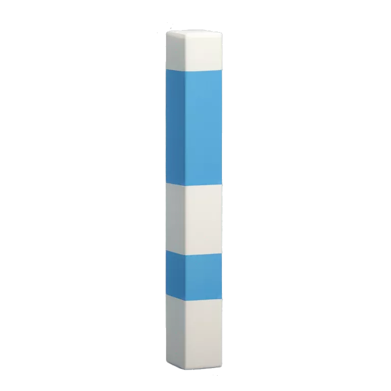 Blue cuboid pole with the words peace pole in white