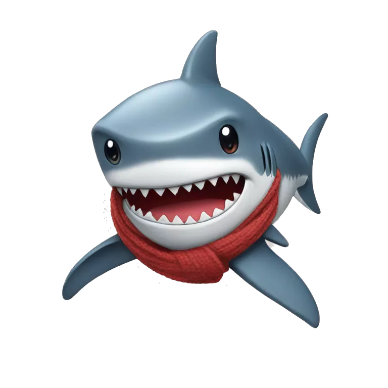 shark with a wooly hat and scarf