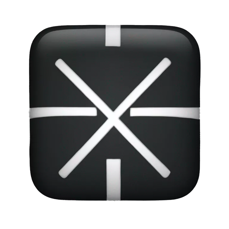 black square with rounded corners and a white x in the middle