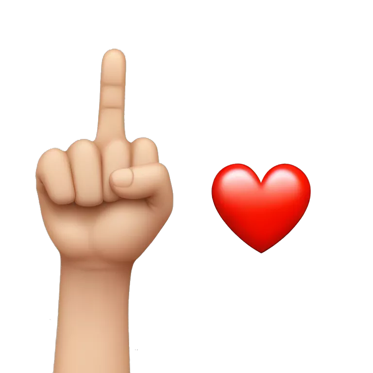index finger and thumb crossed like a heart referring to kpop culture.  place a red heart just above the crossed fingers