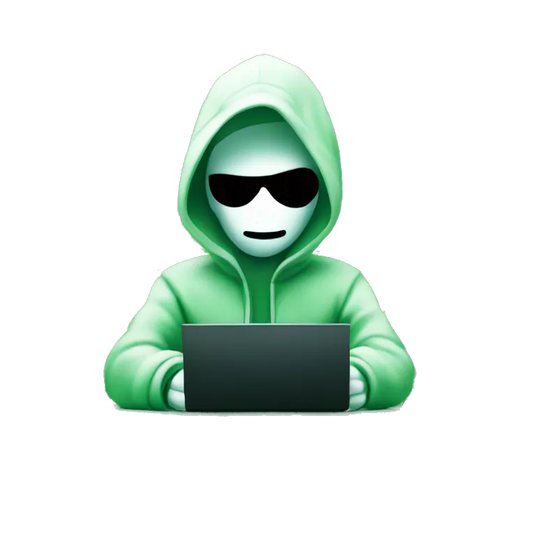 Hacker who is typing on a keyboard and in the background is green matrix font