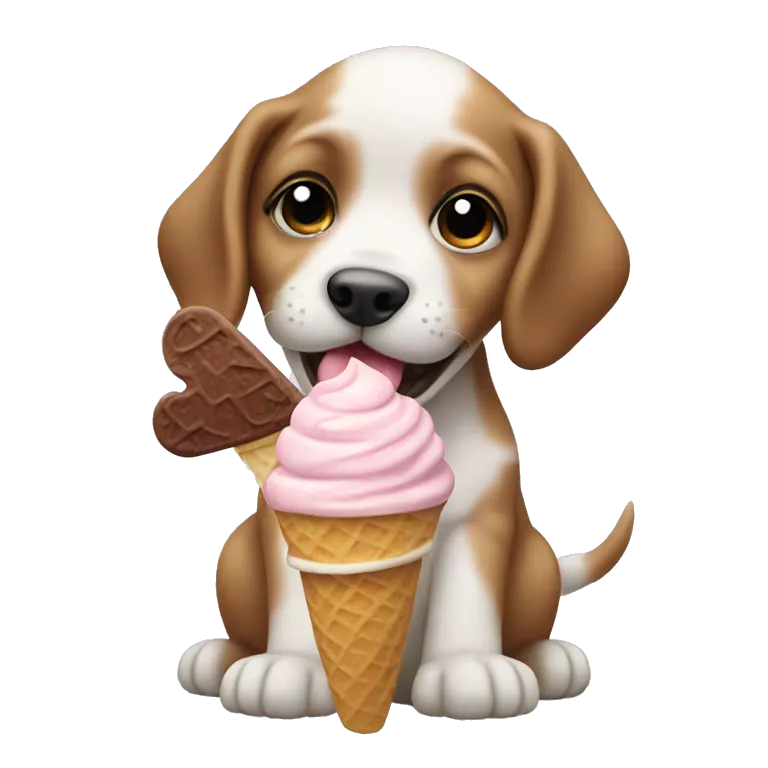 puppy eating ice cream