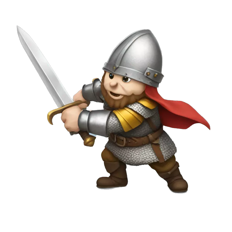 Gnome fighting a knight