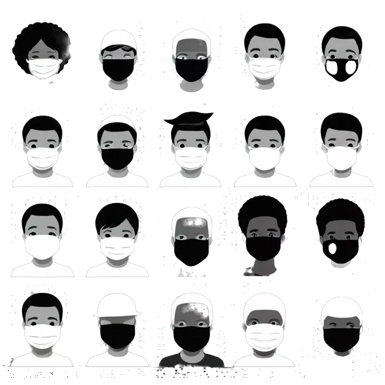 Generate an black emoji of my friend having white face mask