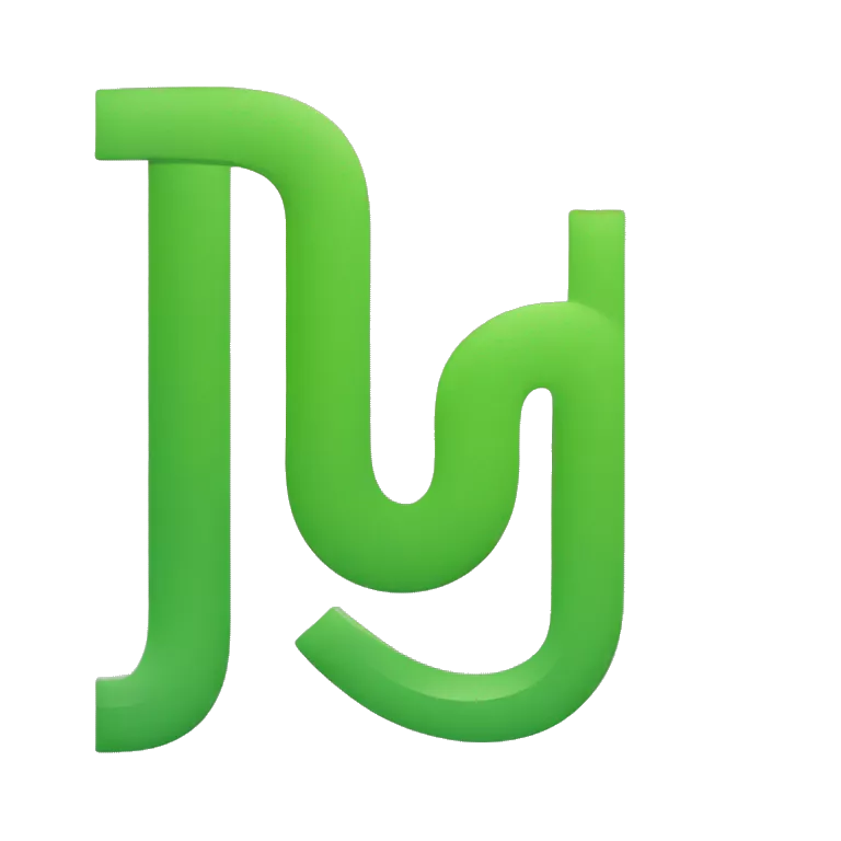 This graphic depicts a green, stylized &quot;U&quot; letter. The design is modern and simple, with the left side of the &quot;U&quot; being a downward-curving line instead of a vertical line, resembling an inverted &quot;J&quot; letter.
