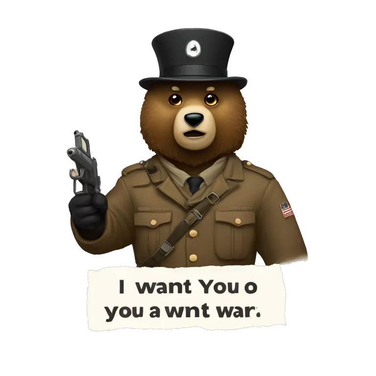 I want you war recruitment poster with a bear