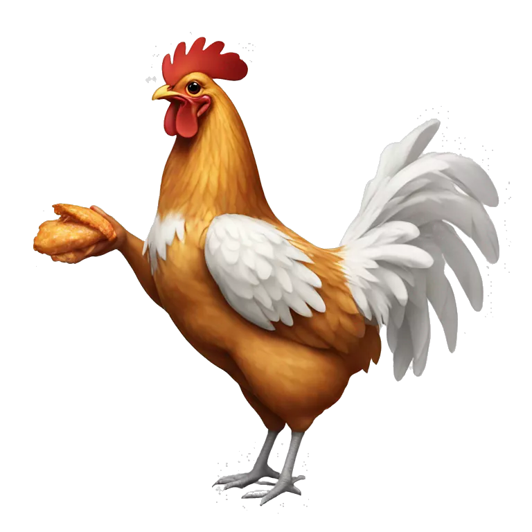 chicken eating a chicken wing