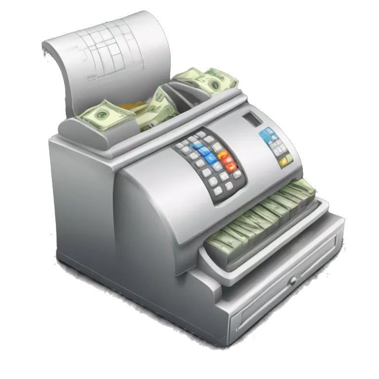 An emoji of a cash register overflowing with money, symbolizing growing profits.