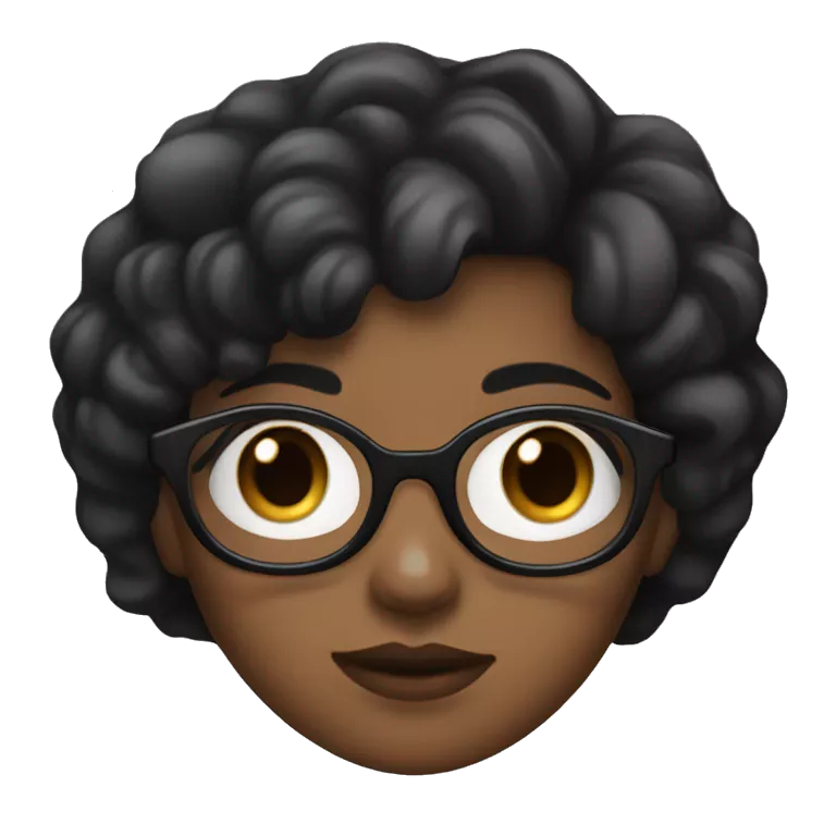A girl with slightly dark skin and short black wavy hair with glasses and smaller eyes and plump lips