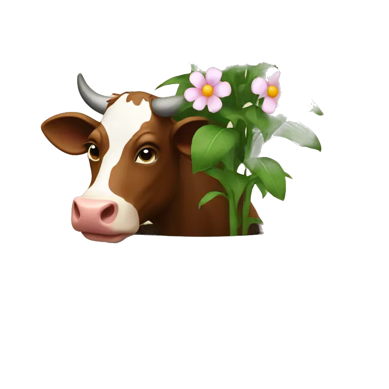 a cow in a flowerpot