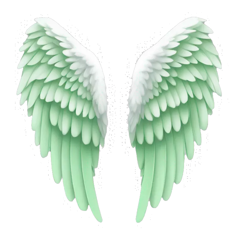 Simple angel wings, light green, mainly white.