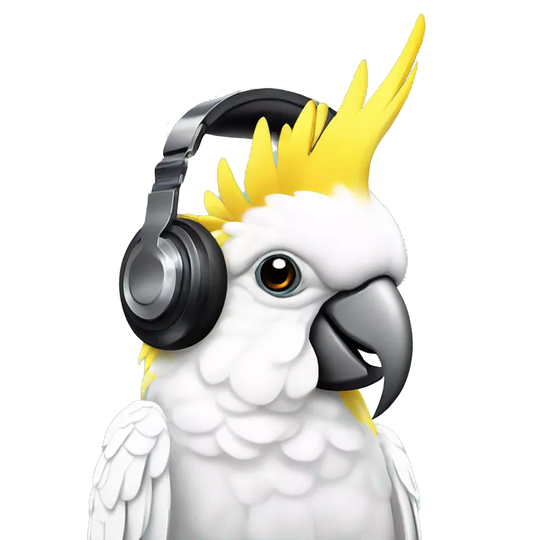brazilian cockatoo with DJ style headphones