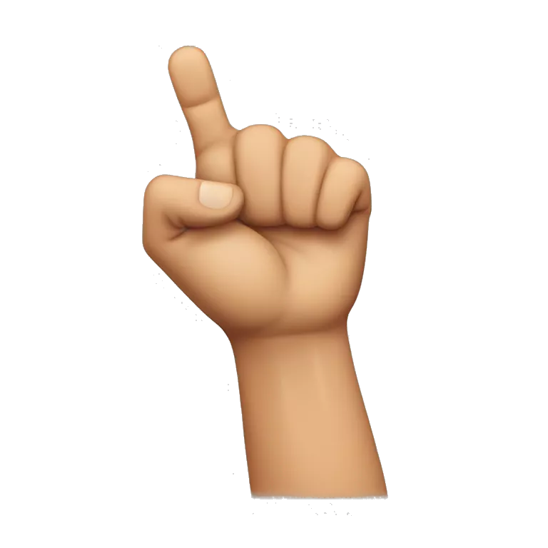 Mano cerrada con pulgar arriba, ok chispas rojas arriba