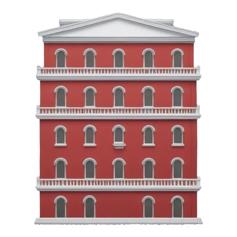 red building with two side building pillars