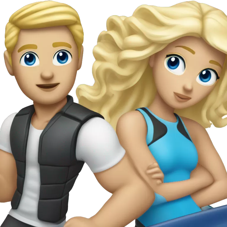 blonde hair blue eye man, and blonde hair blue eyed girl hoppin off a jetski