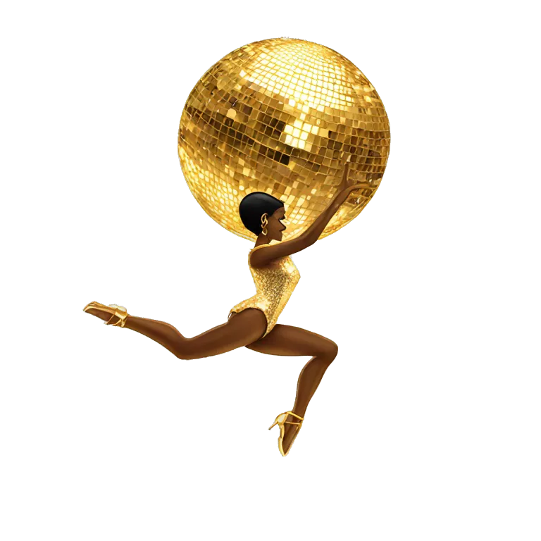 golden disco ball with dancer