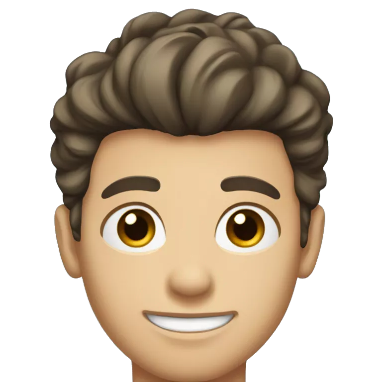 a handsome young man with brown eyes, dark hair, pompadour cut, small nose, small chin, small mouth, light white skin, blue background