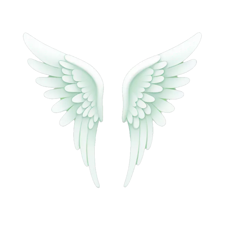 Simple angel wings, light green, mainly white. Very Simple Emoji.