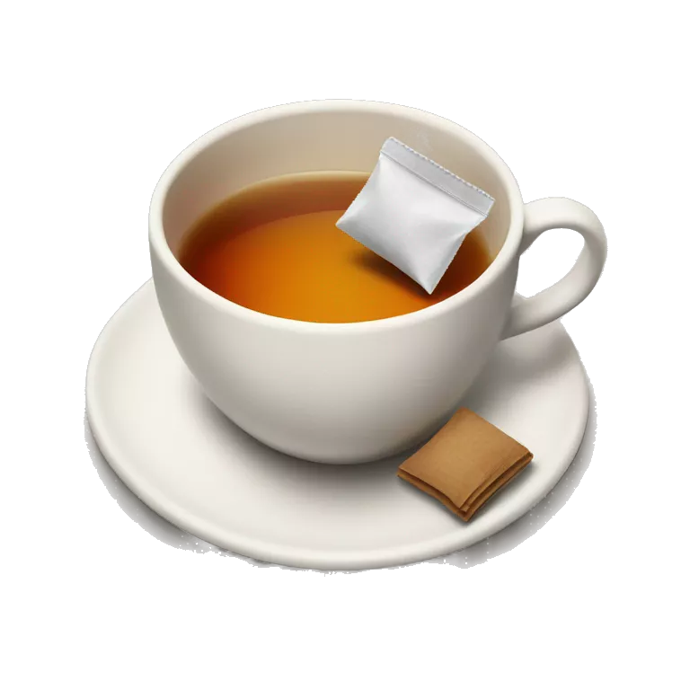 cup of tea cup on the platewith teabag next to it