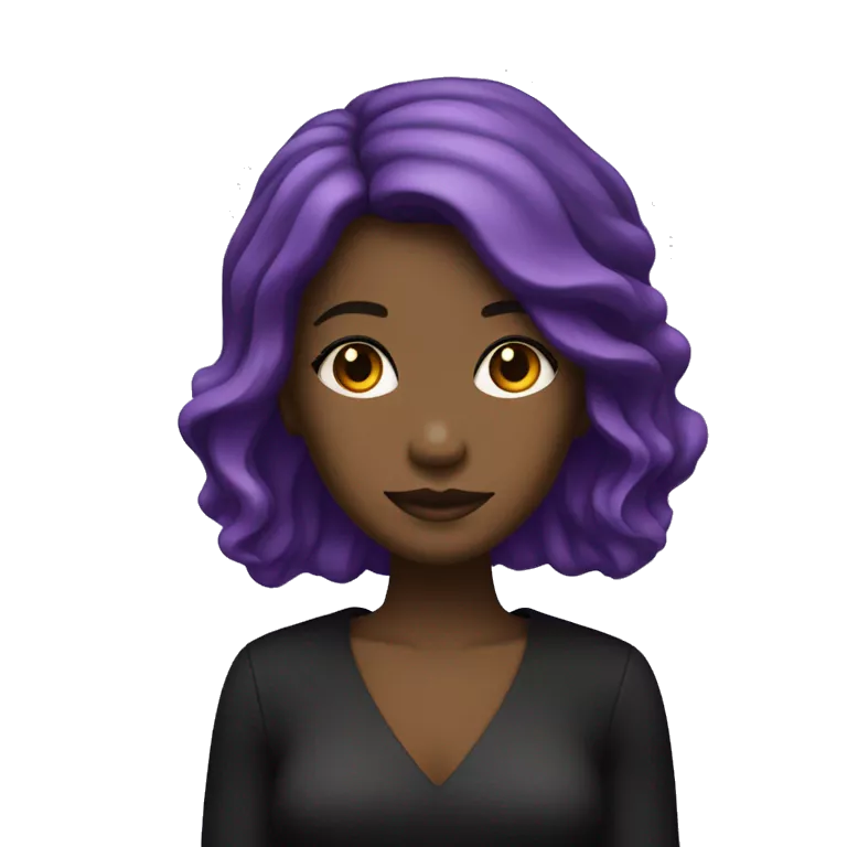 Fille noir avec des cheveux noir, une robe violette et une fleur violette dans les cheveux