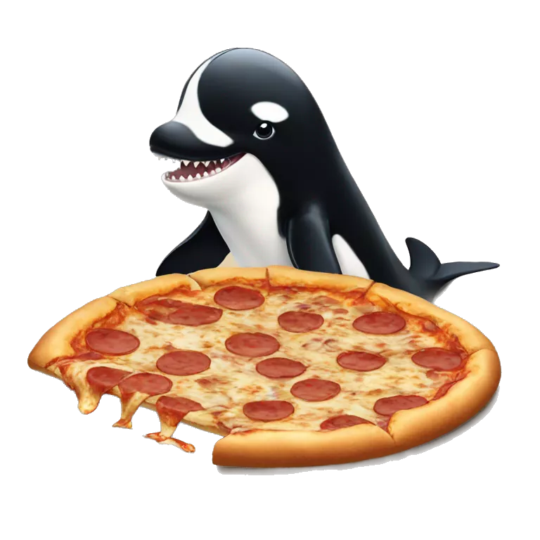 Orca calf eating pizza