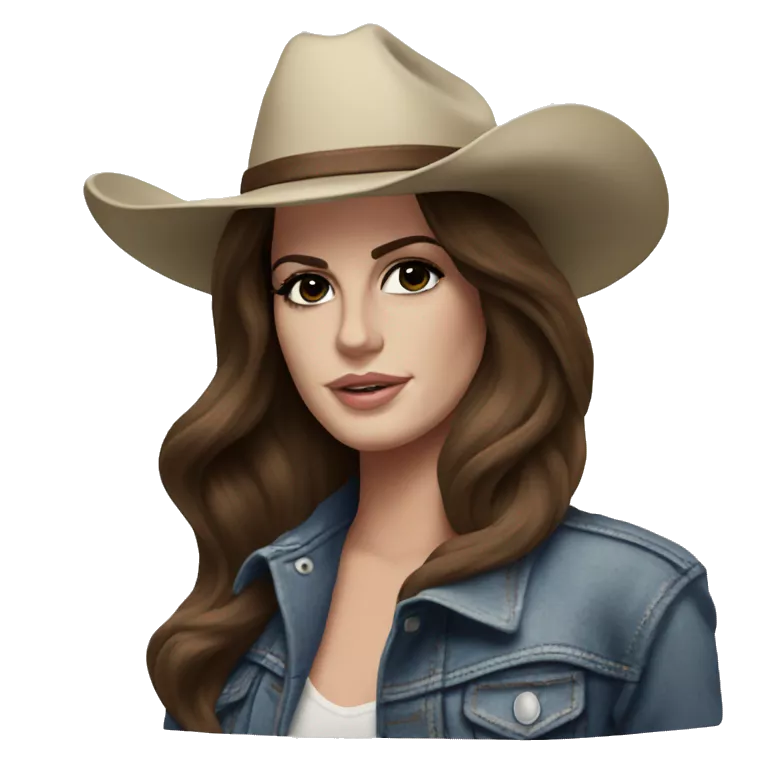 Lana del Rey with jacket and cowboy hat