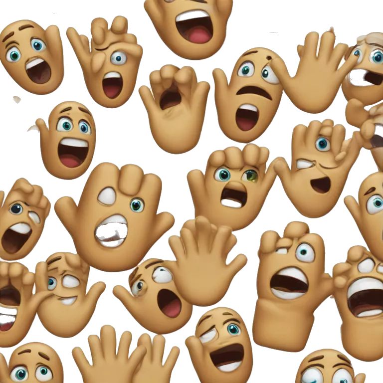 hands in the air, eyes wide open, mouth open emoji as if rebelling against the world