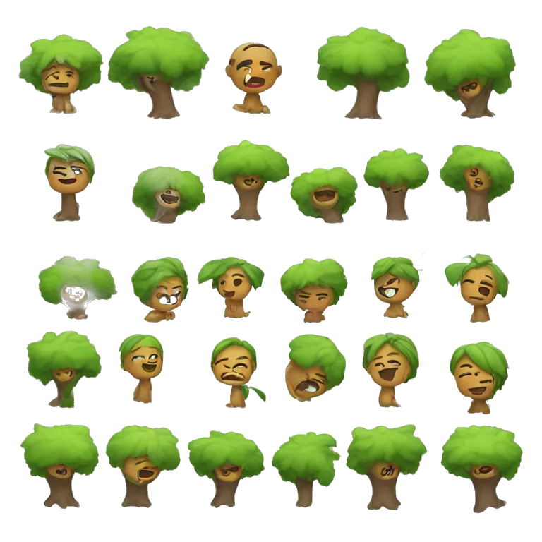 Your emotes will match your theme, with chibi-style emotes created from your vector art. The emotes' reactions will be connected to the tree branches, and there will be a small bracelet with leaves around your neck.