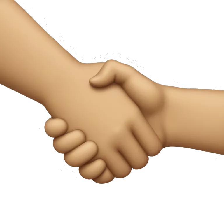 Create a hand shake emoji where the hands aren't touching yet
