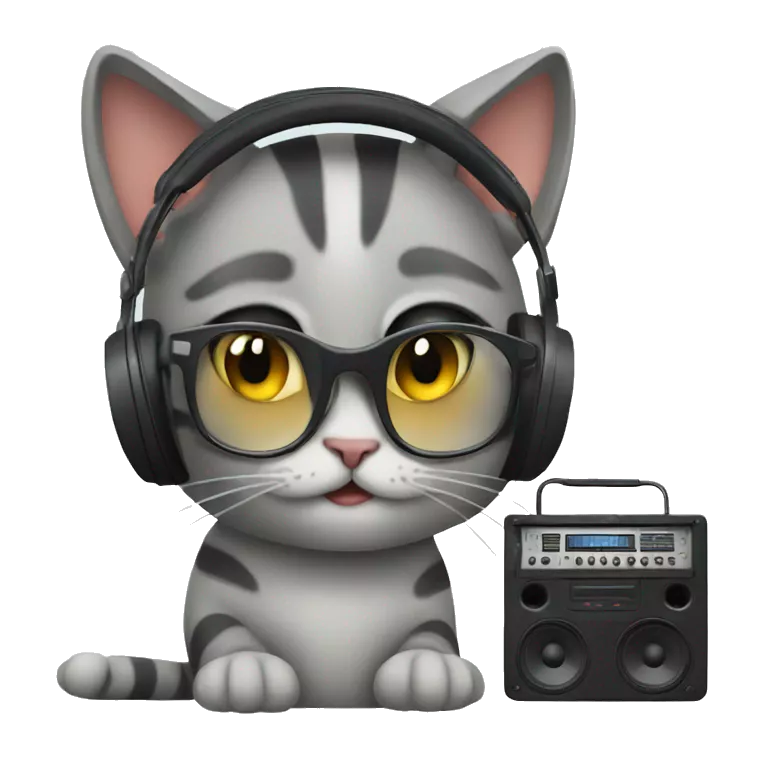 rock with listening music cat