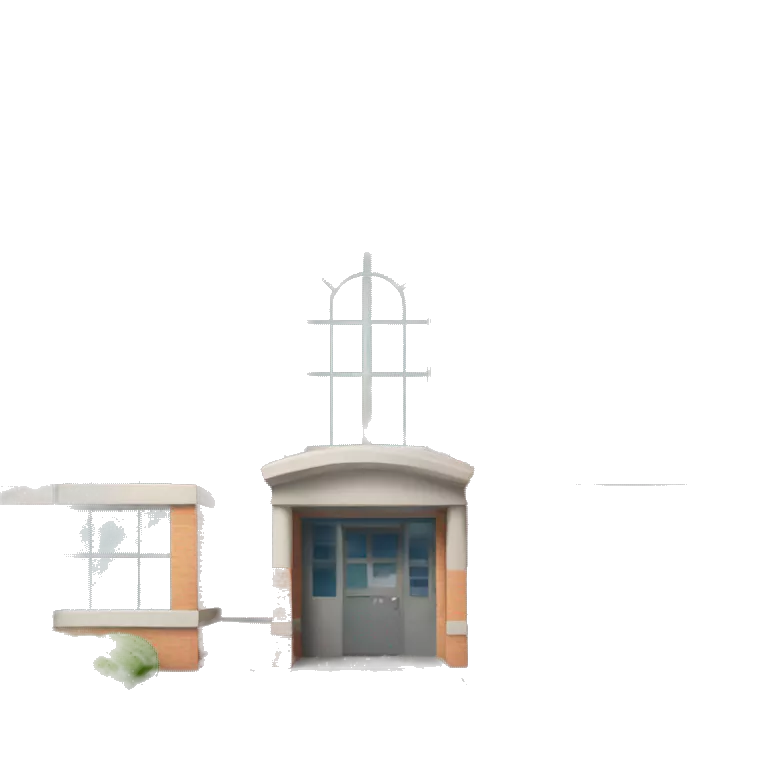 School building with &quot;school&quot; written in front of it