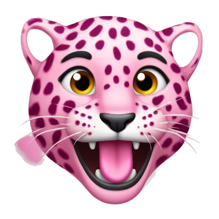 Pink leopard winking his eye and sticking out his tongue