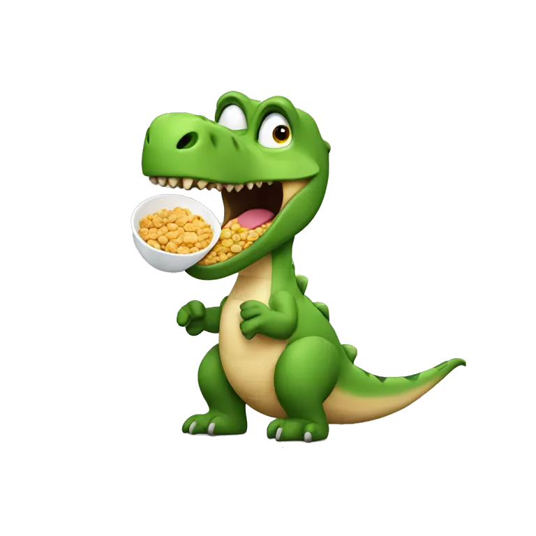 Dinosaur eating cereal