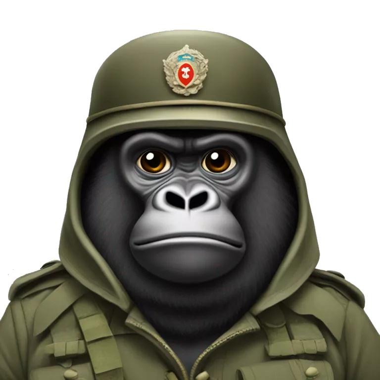 Gorila militar con boina negra