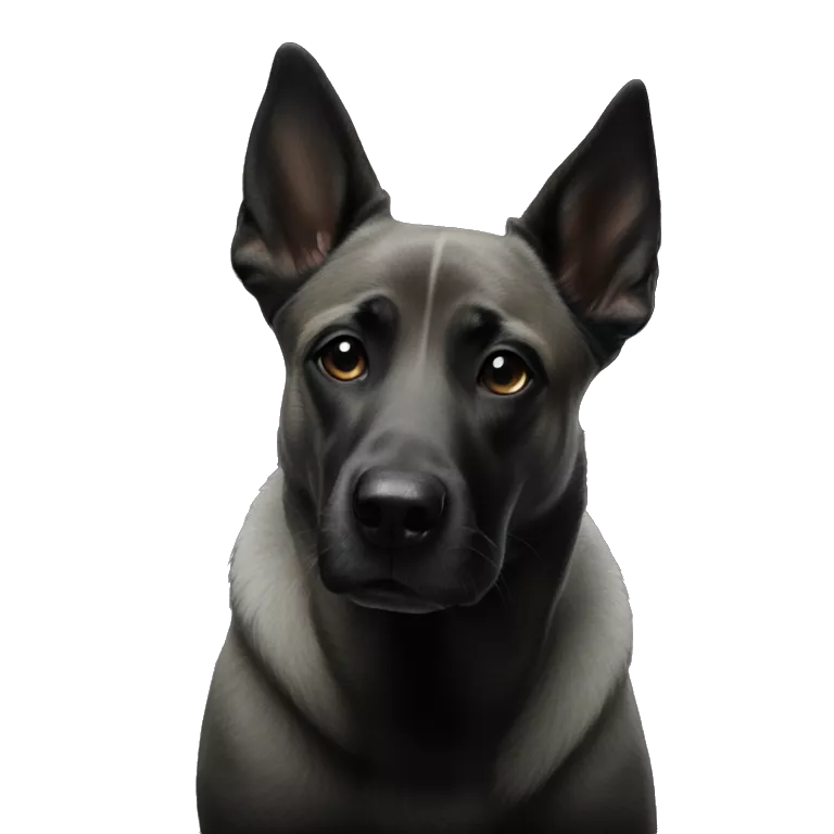 calm dog on black background