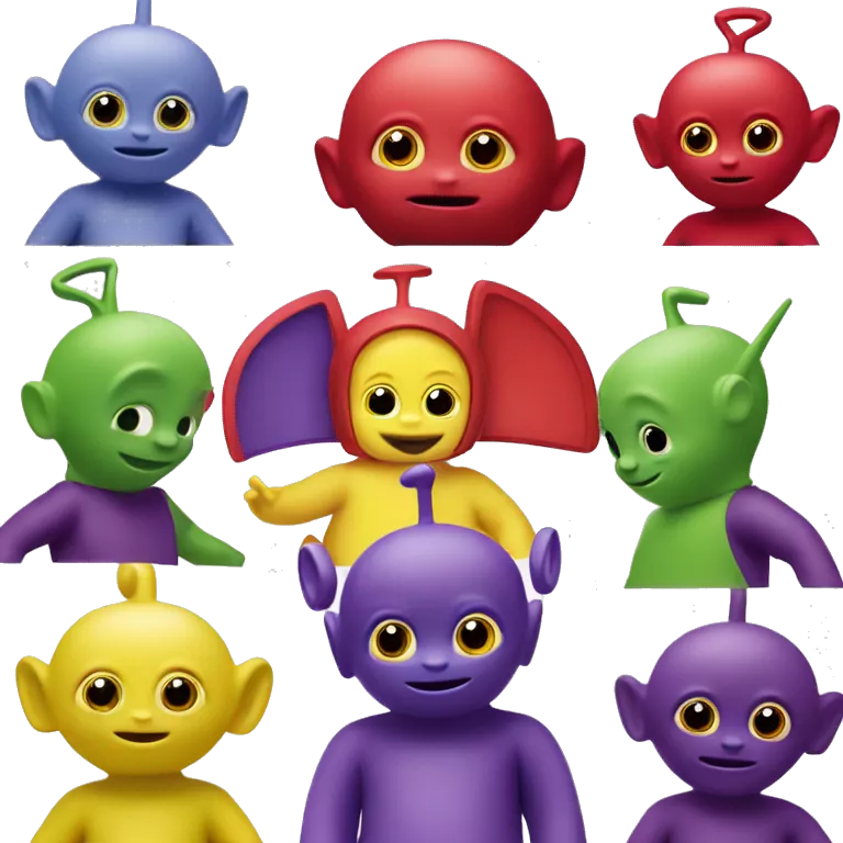 Purple, red, yellow, and green teletubbies(4 only)
