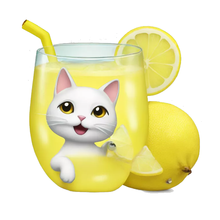 Lemonade with a cat drinking it