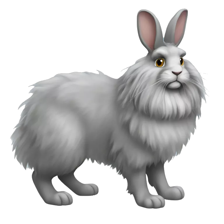 a full body fluffy Grey lionhead rabbit