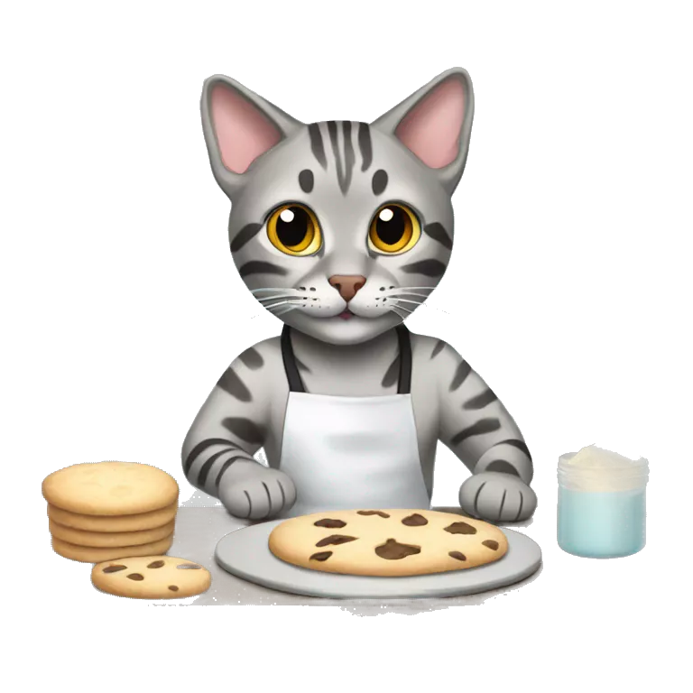 grey bengal cat baking cookies