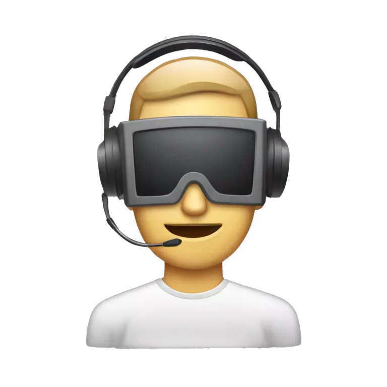Webinar Emoji 
Design Idea: A computer monitor with a speaker icon.man at computer with a headset